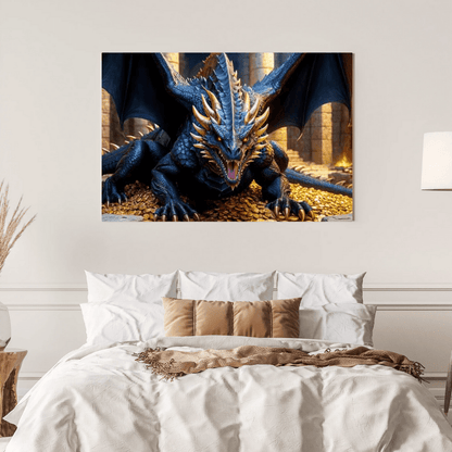 Black Dragon Protecting Gold - Wall Art - Aestheticanvas