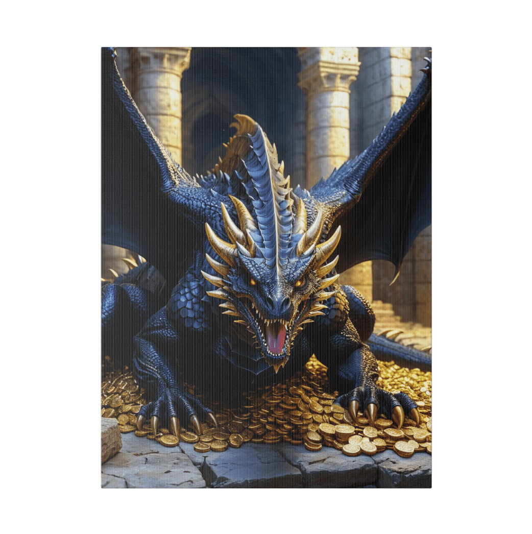 Black Dragon Protecting Gold - Wall Art - Aestheticanvas