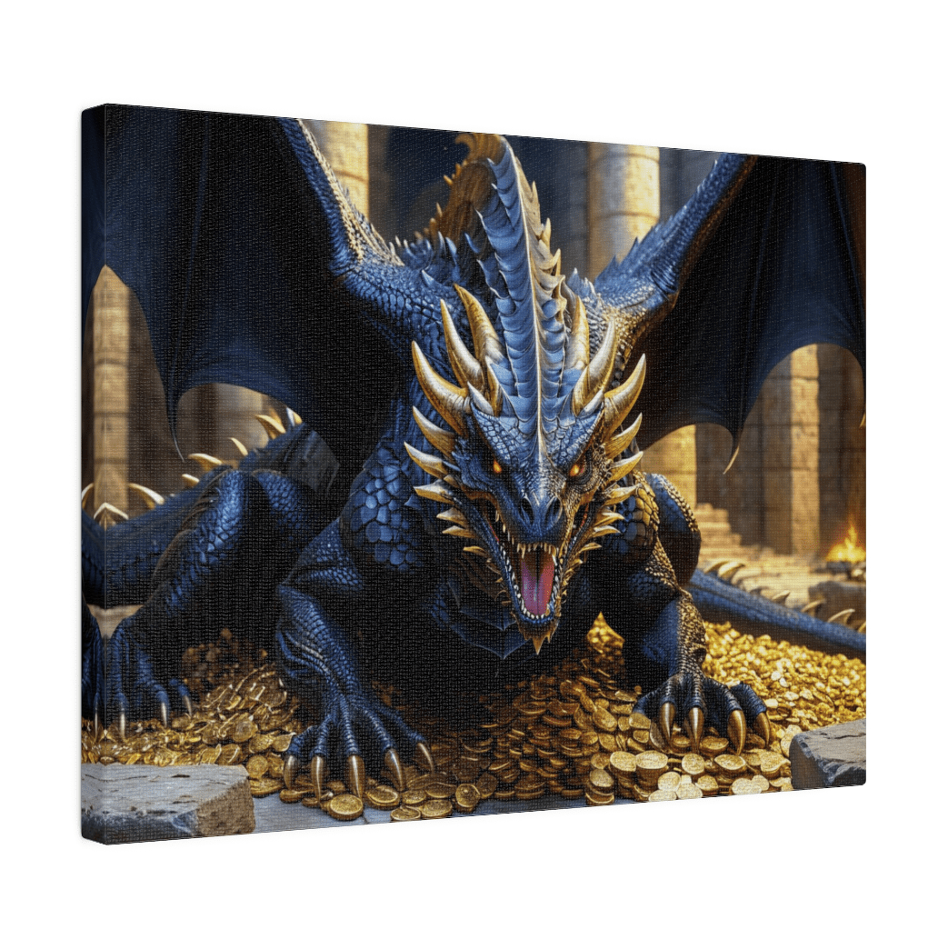 Black Dragon Protecting Gold - Wall Art - Aestheticanvas