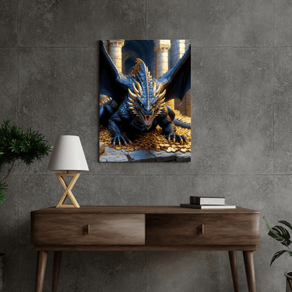 Black Dragon Protecting Gold - Wall Art - Aestheticanvas