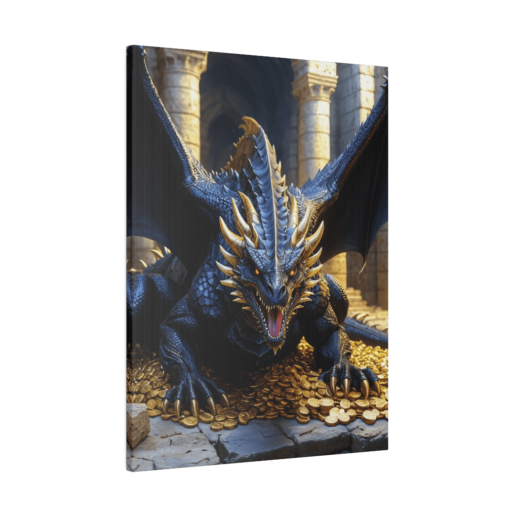 Black Dragon Protecting Gold - Wall Art - Aestheticanvas