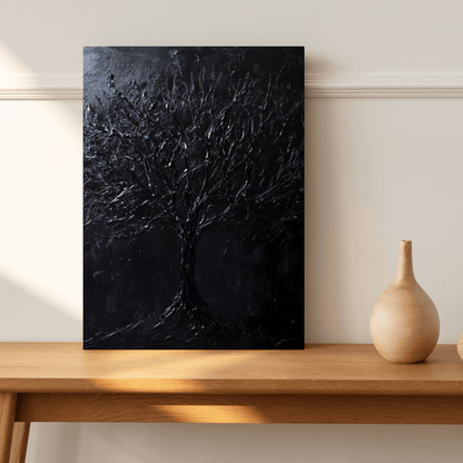 Black Tree of Shadow - Abstract Wall Art - Aestheticanvas