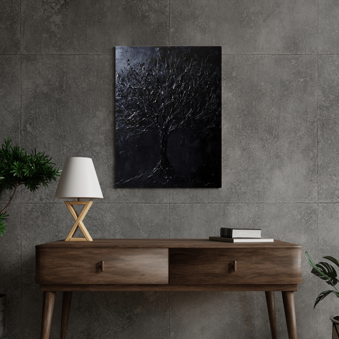 Black Tree of Shadow - Abstract Wall Art - Aestheticanvas