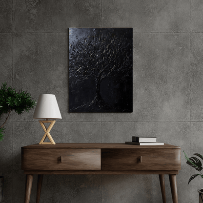 Black Tree of Shadow - Abstract Wall Art - Aestheticanvas