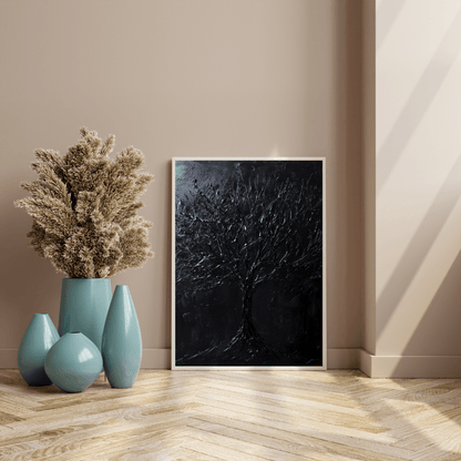 Black Tree of Shadow - Abstract Wall Art - Aestheticanvas