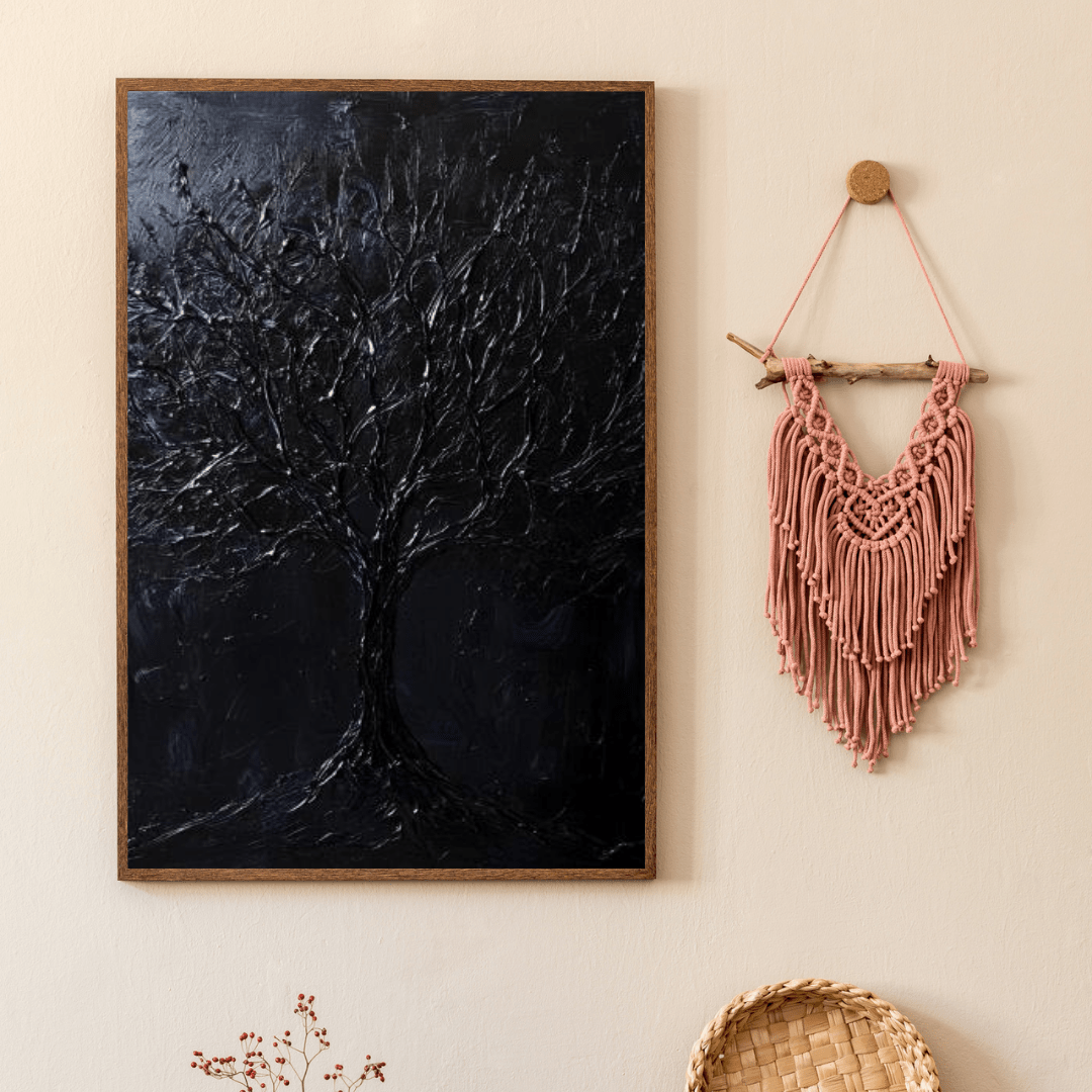 Black Tree of Shadow - Abstract Wall Art - Aestheticanvas