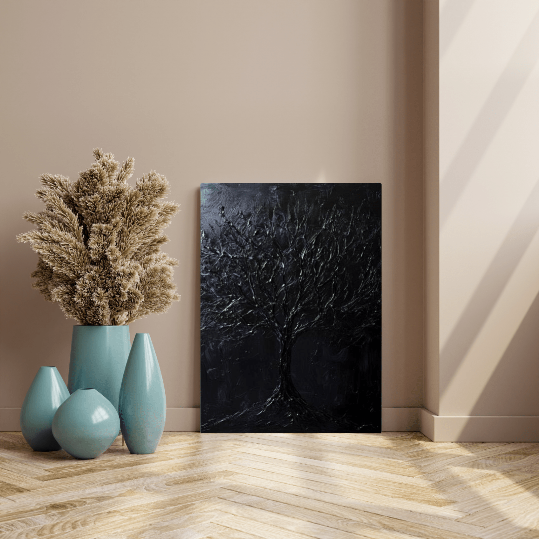 Black Tree of Shadow - Abstract Wall Art - Aestheticanvas