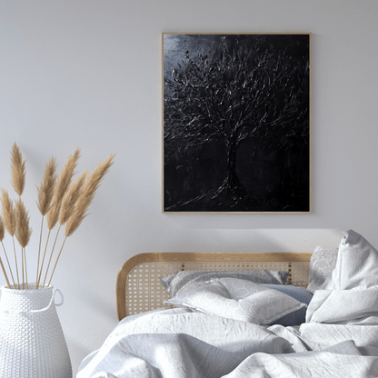 Black Tree of Shadow - Abstract Wall Art - Aestheticanvas