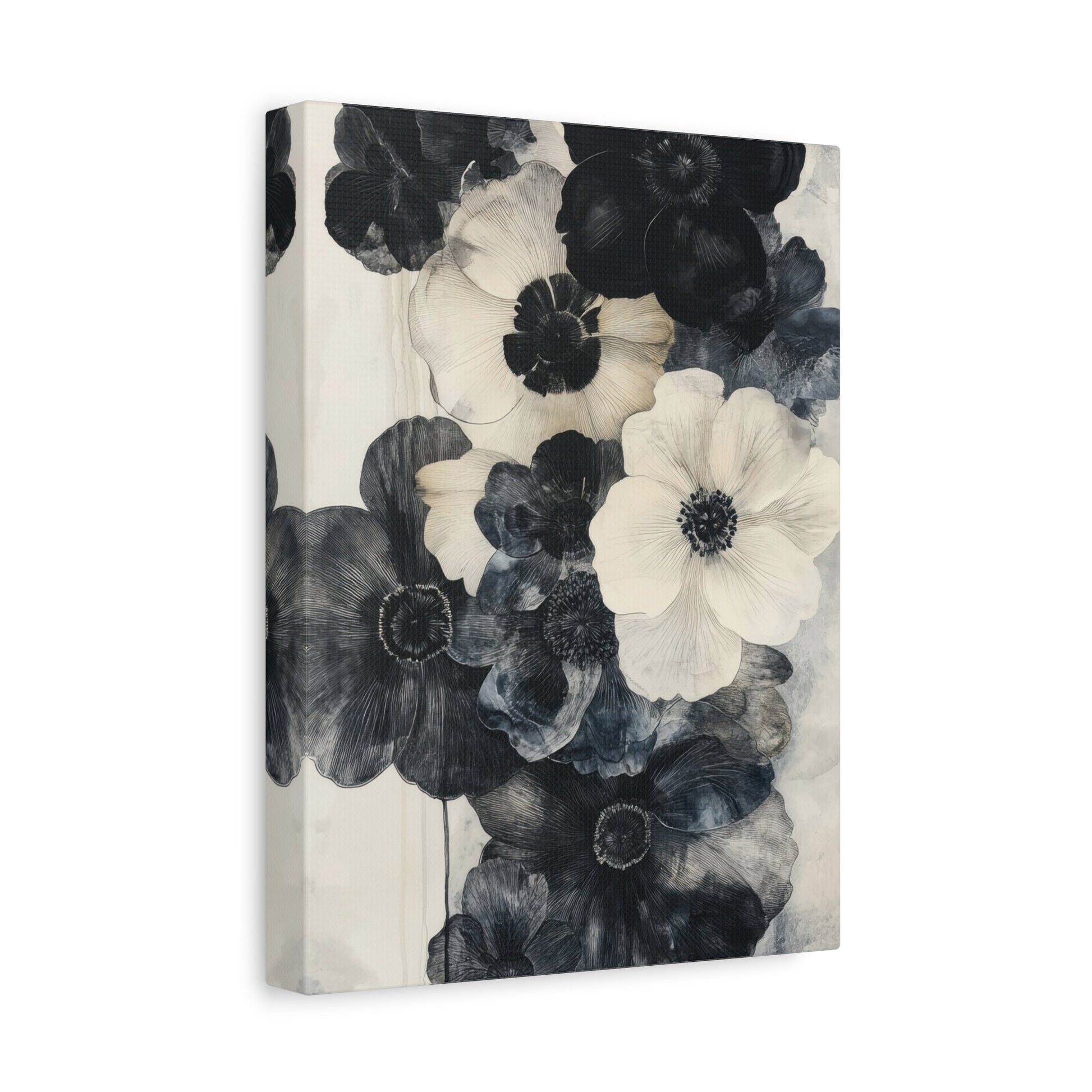 Black & White Floral Elegance - Flower Wall Art - Aestheticanvas