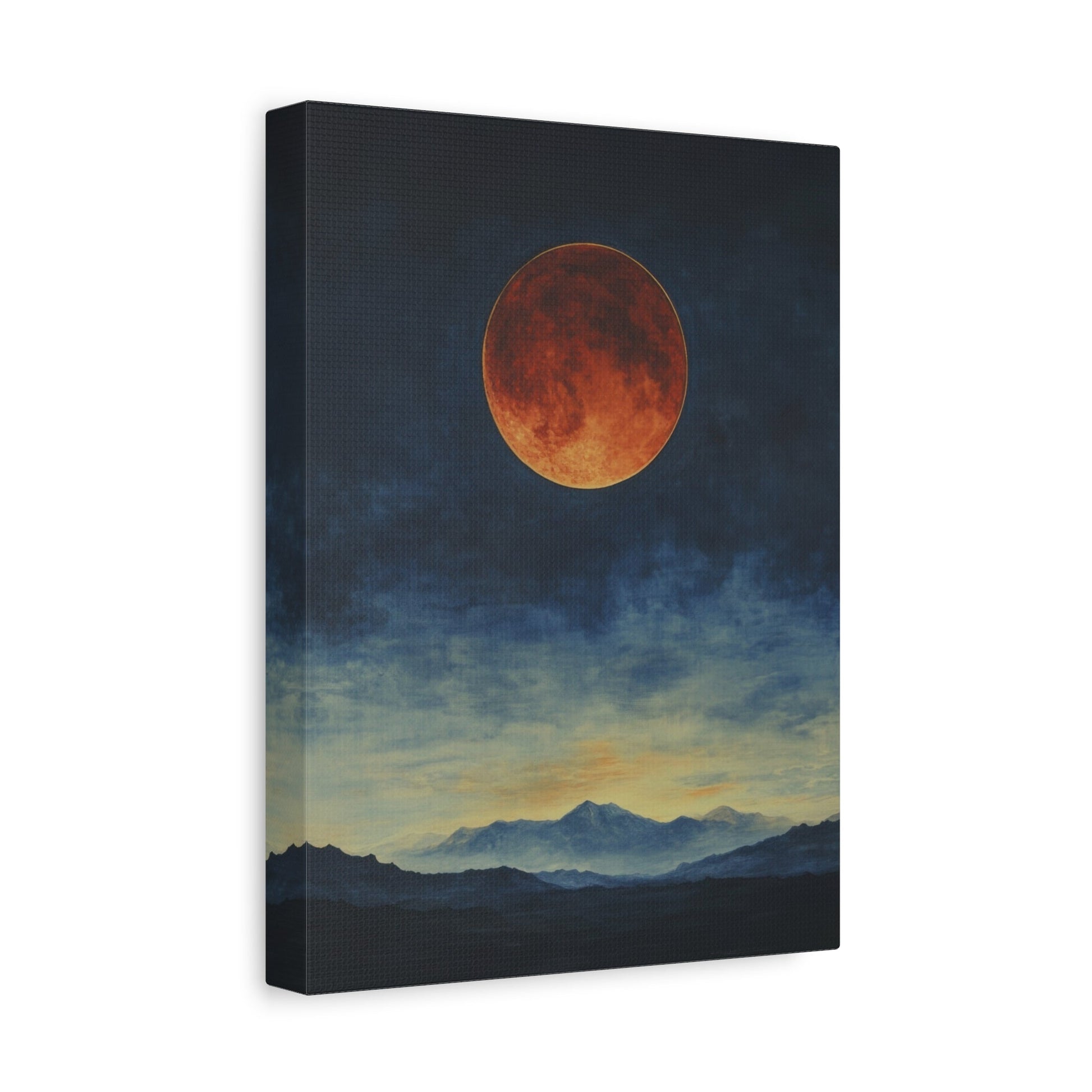 Blood Moon Over Twilight Mountains - Nature Wall Art - Aestheticanvas