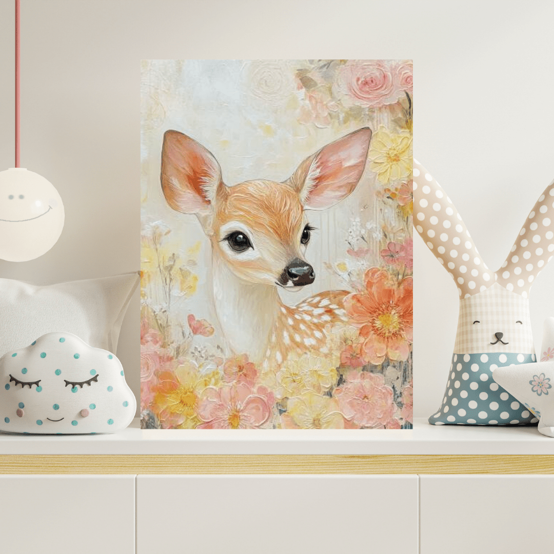 Blooming Fawn - Kids Wall Art - Aestheticanvas