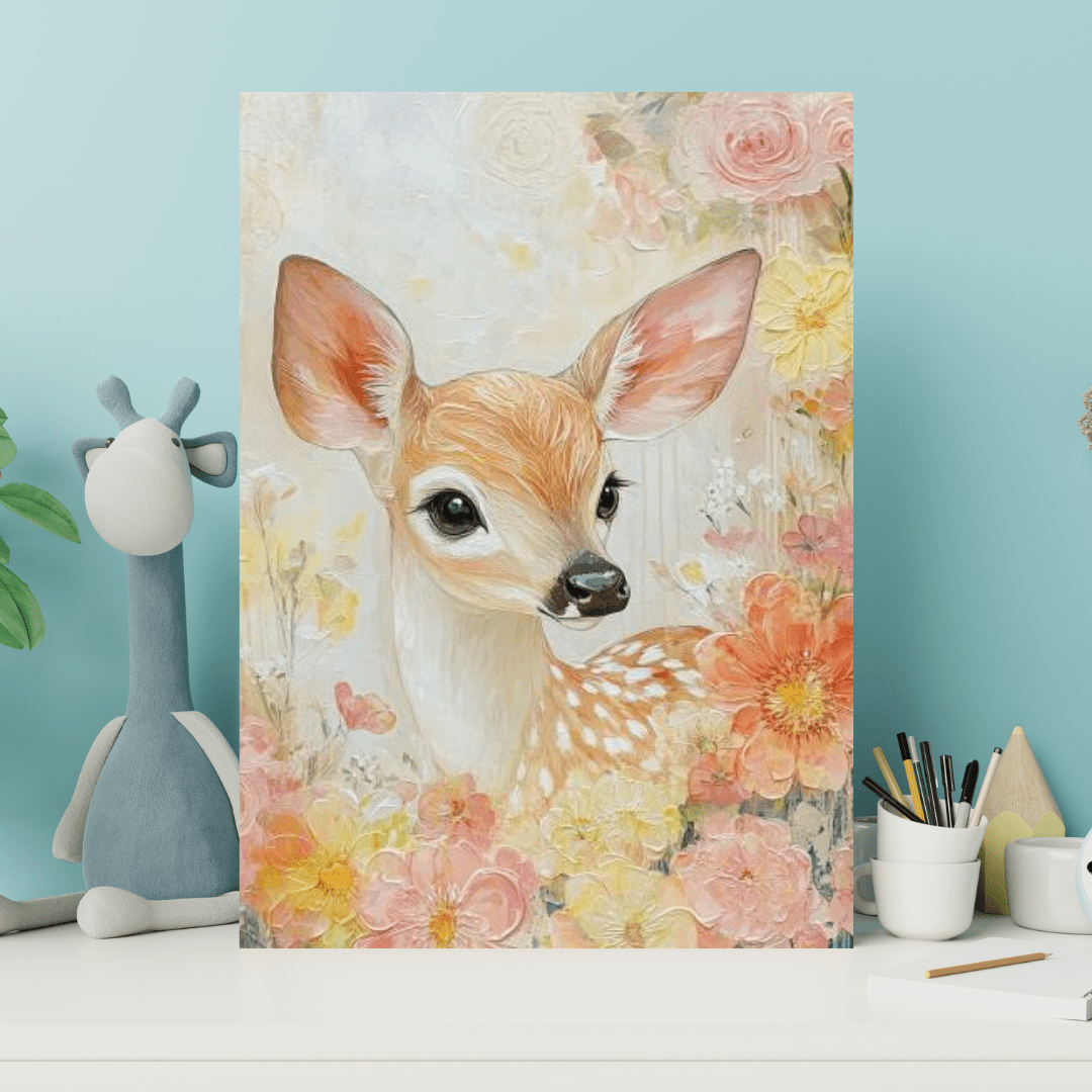 Blooming Fawn - Kids Wall Art - Aestheticanvas