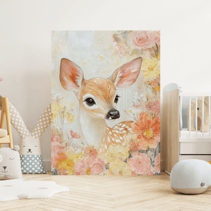 Blooming Fawn - Kids Wall Art - Aestheticanvas