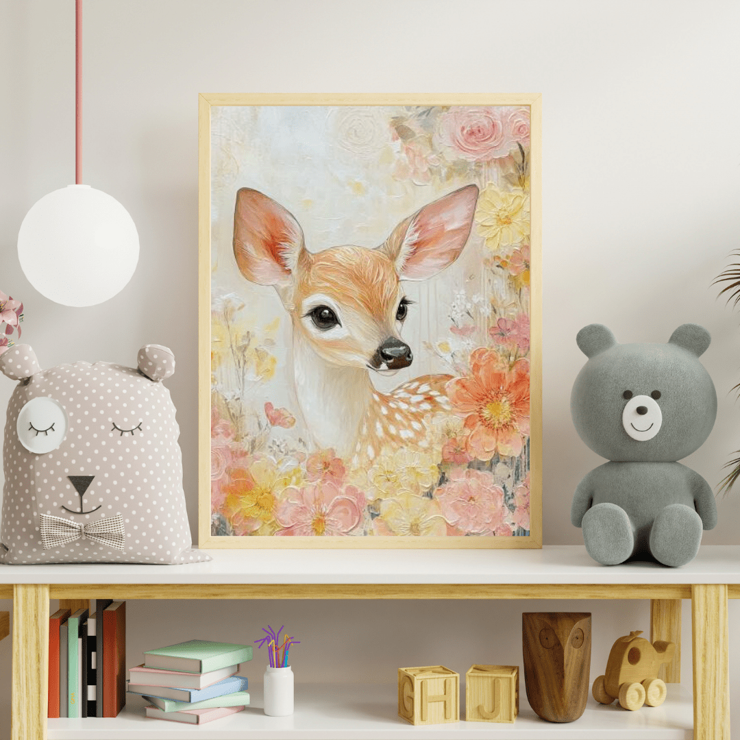 Blooming Fawn - Kids Wall Art - Aestheticanvas