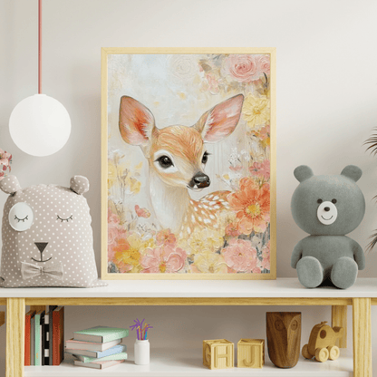 Blooming Fawn - Kids Wall Art - Aestheticanvas