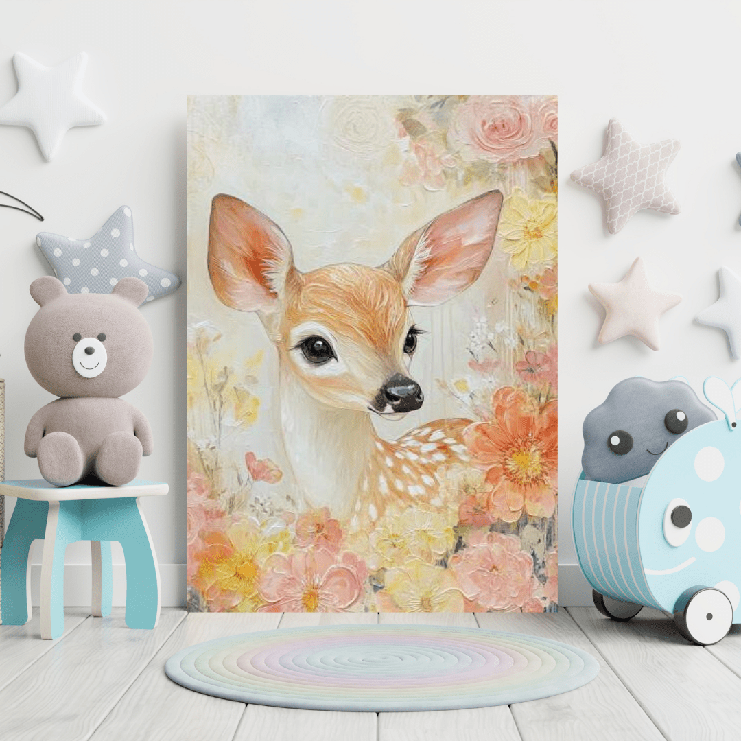 Blooming Fawn - Kids Wall Art - Aestheticanvas