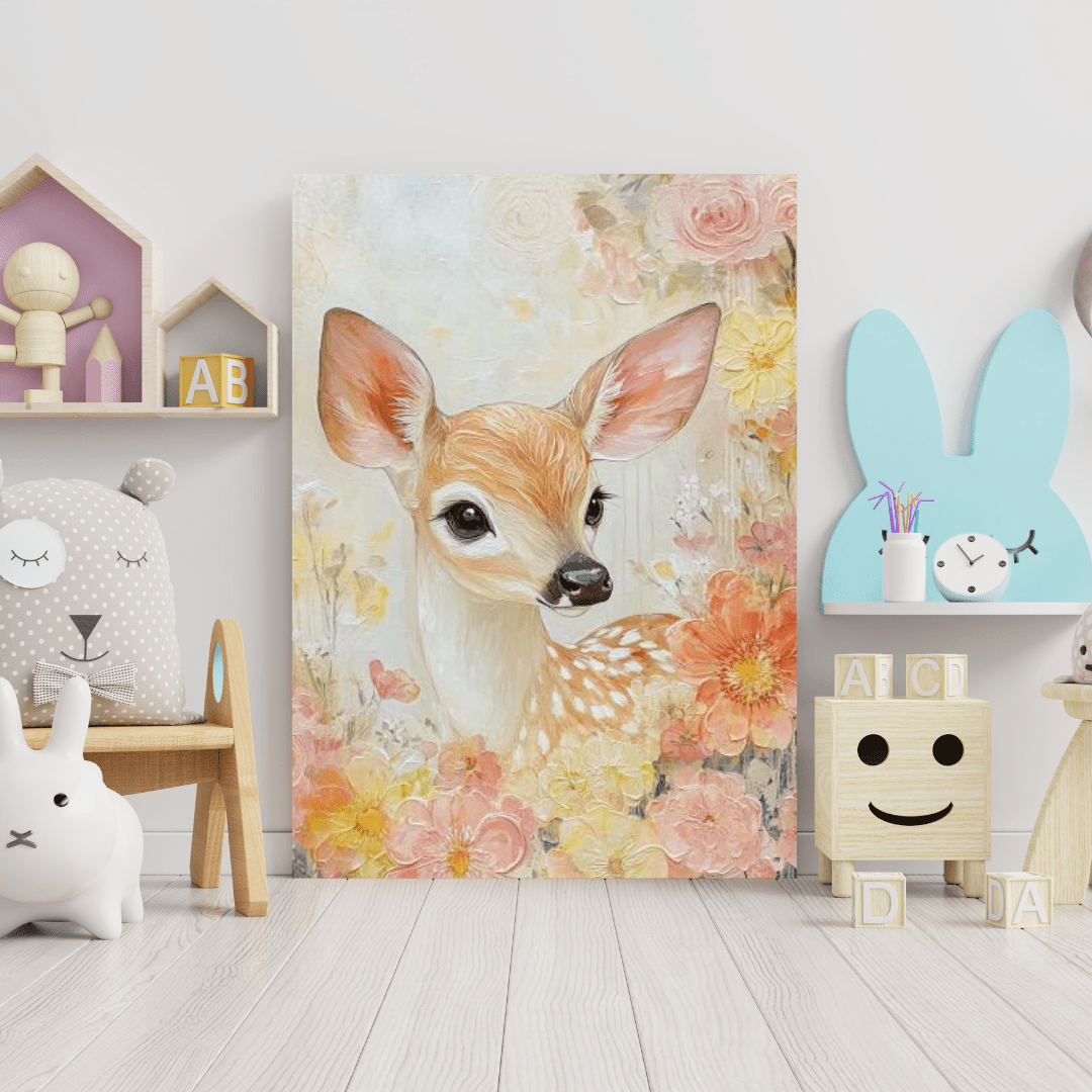 Blooming Fawn - Kids Wall Art - Aestheticanvas