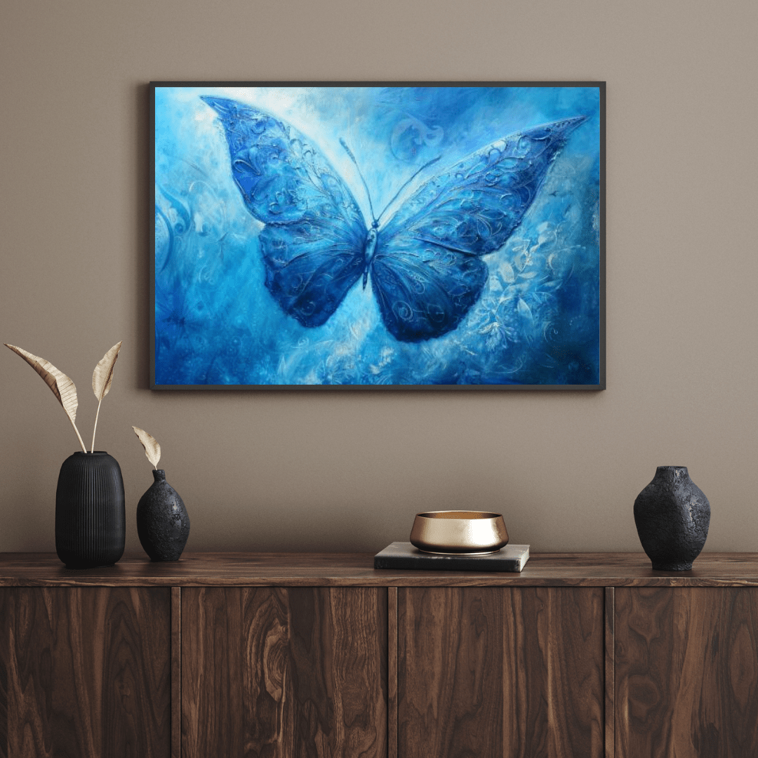 Blue Butterfly Dreamscape - Animal Wall Art - Aestheticanvas