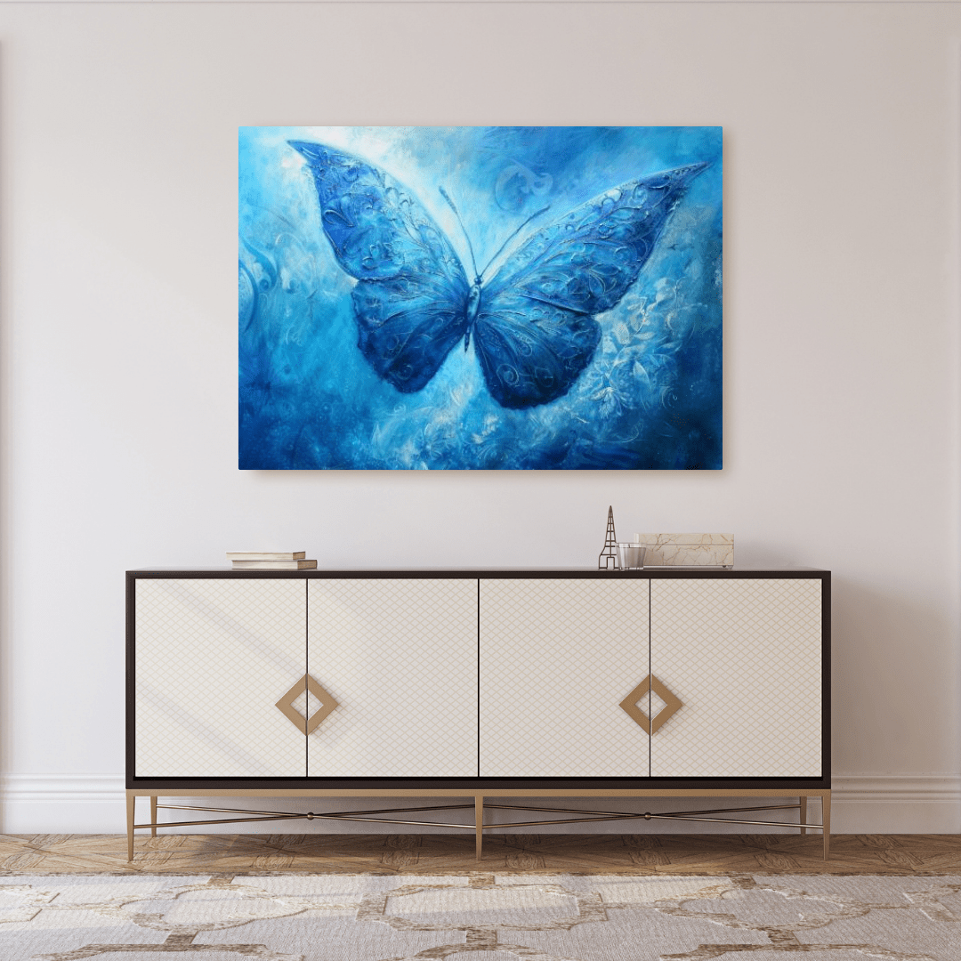 Blue Butterfly Dreamscape - Animal Wall Art - Aestheticanvas