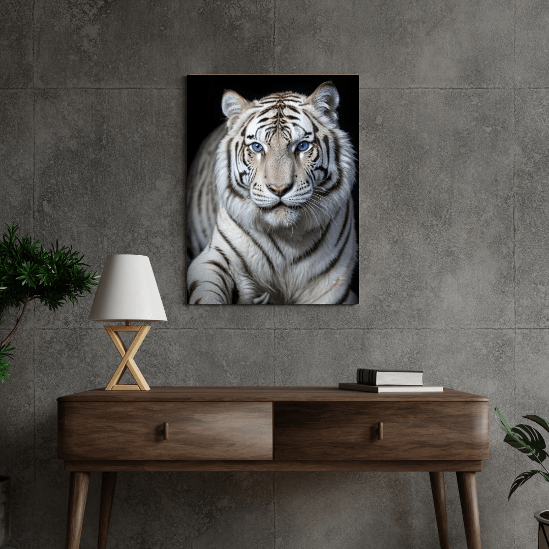 Blue Eyed White Tiger - Wall Art - Aestheticanvas