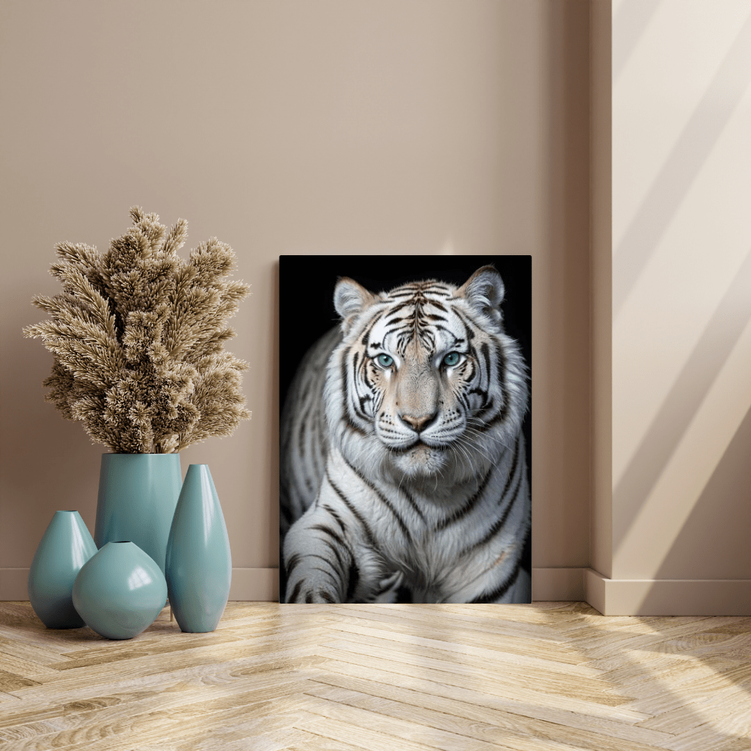 Blue Eyed White Tiger - Wall Art - Aestheticanvas