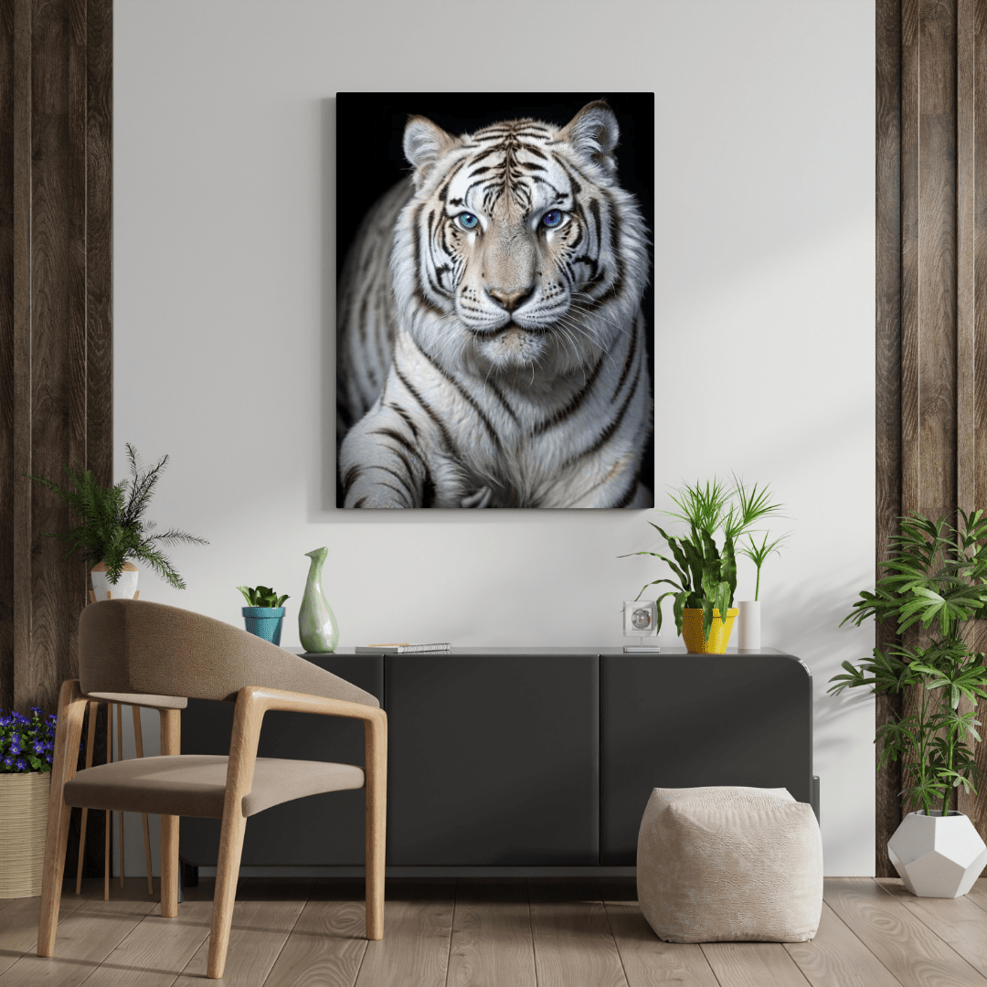 Blue Eyed White Tiger - Wall Art - Aestheticanvas