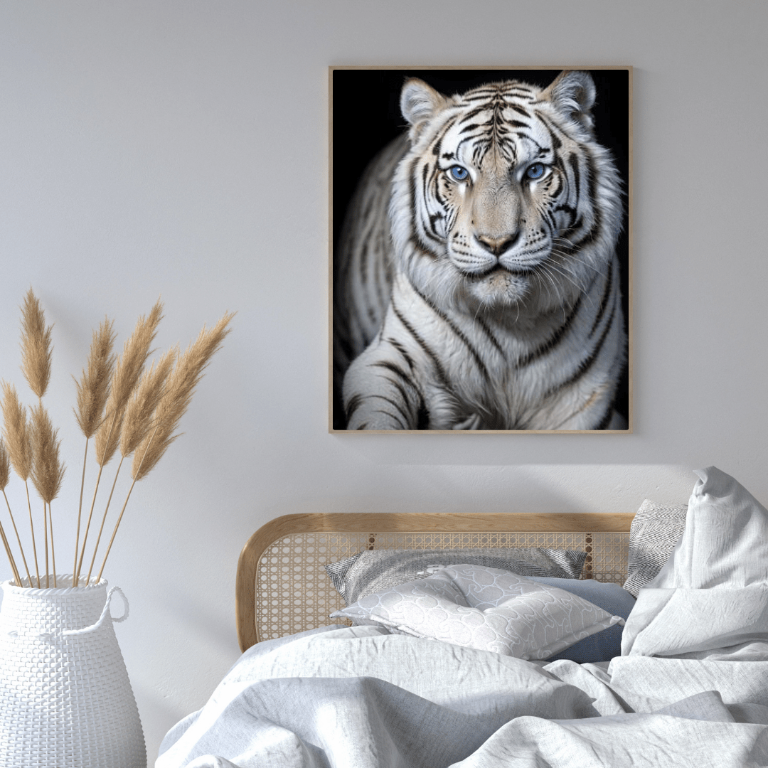 Blue Eyed White Tiger - Wall Art - Aestheticanvas