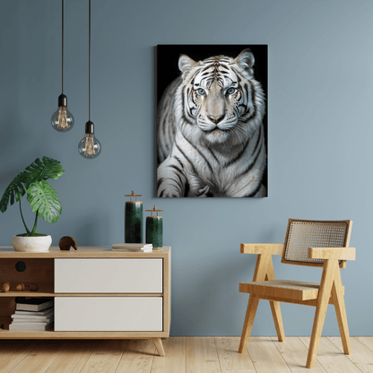 Blue Eyed White Tiger - Wall Art - Aestheticanvas