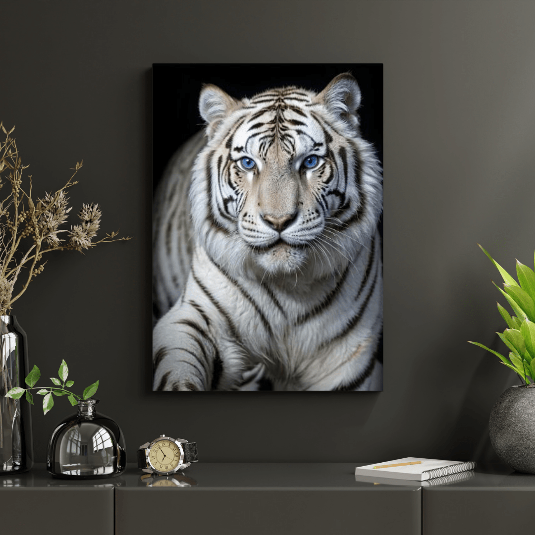 Blue Eyed White Tiger - Wall Art - Aestheticanvas