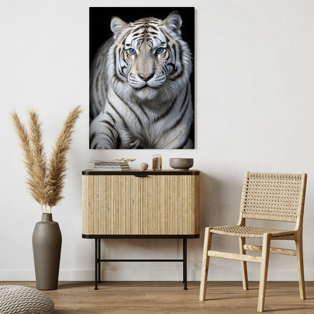 Blue Eyed White Tiger - Wall Art - Aestheticanvas