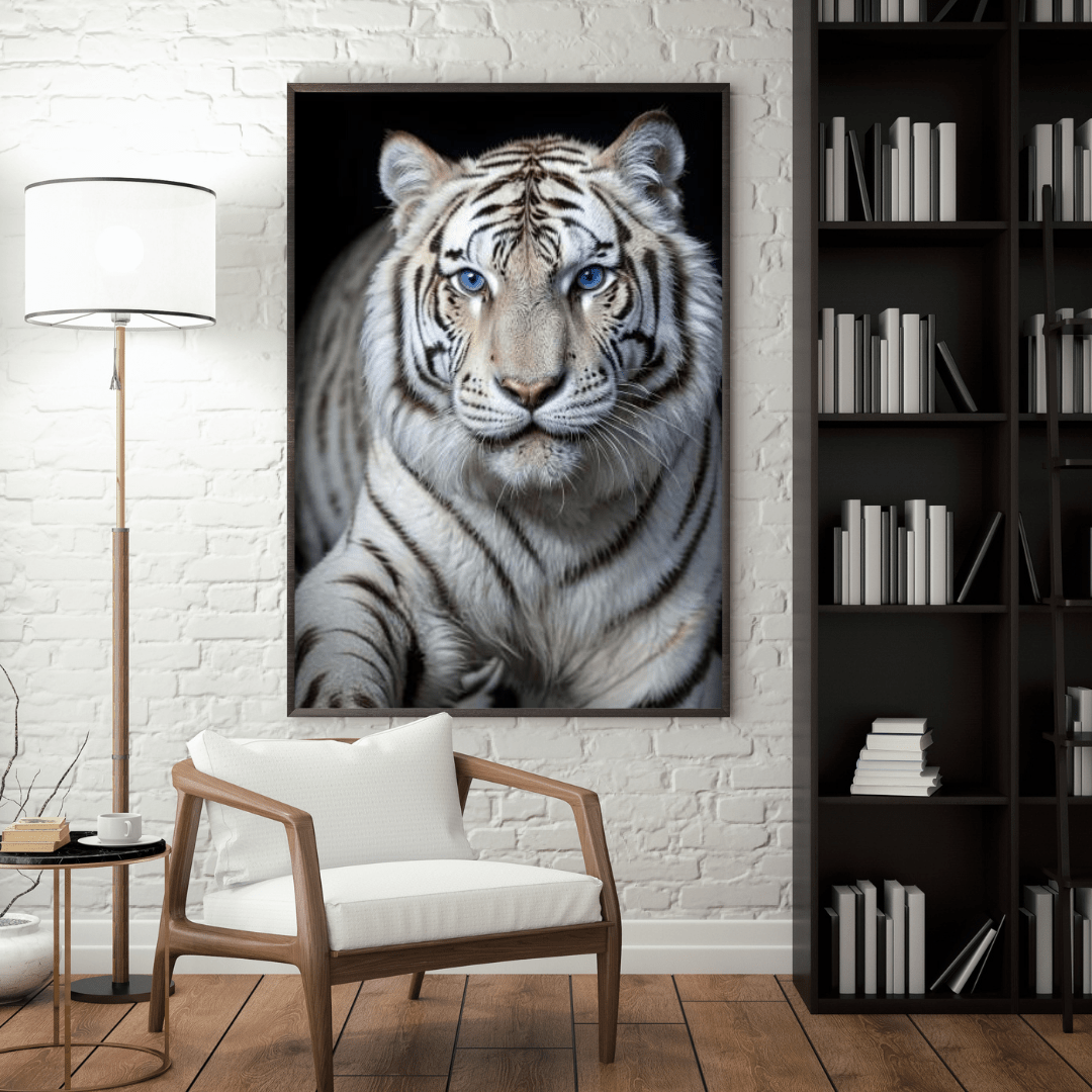 Blue Eyed White Tiger - Wall Art - Aestheticanvas