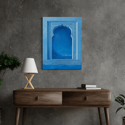 Blue Mughal Heritage Archway - Cultural Wall Art - Aestheticanvas