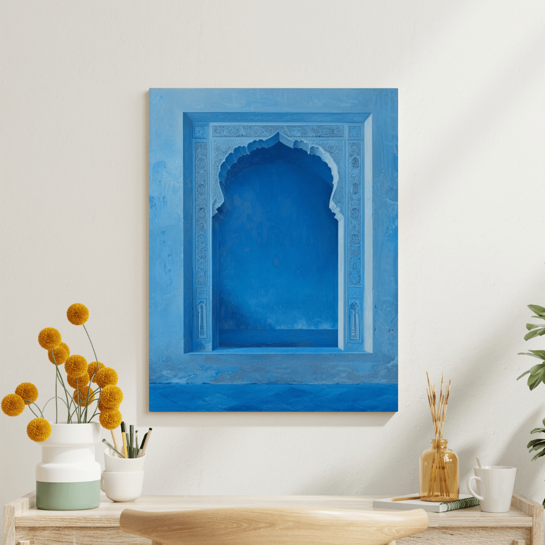 Blue Mughal Heritage Archway - Cultural Wall Art - Aestheticanvas