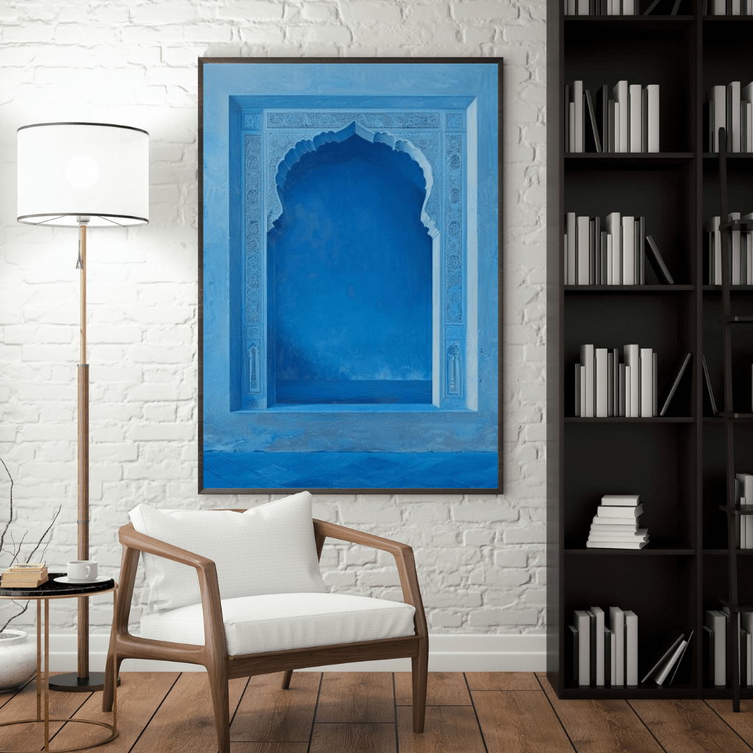 Blue Mughal Heritage Archway - Cultural Wall Art - Aestheticanvas