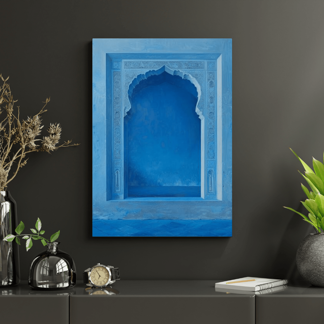 Blue Mughal Heritage Archway - Cultural Wall Art - Aestheticanvas