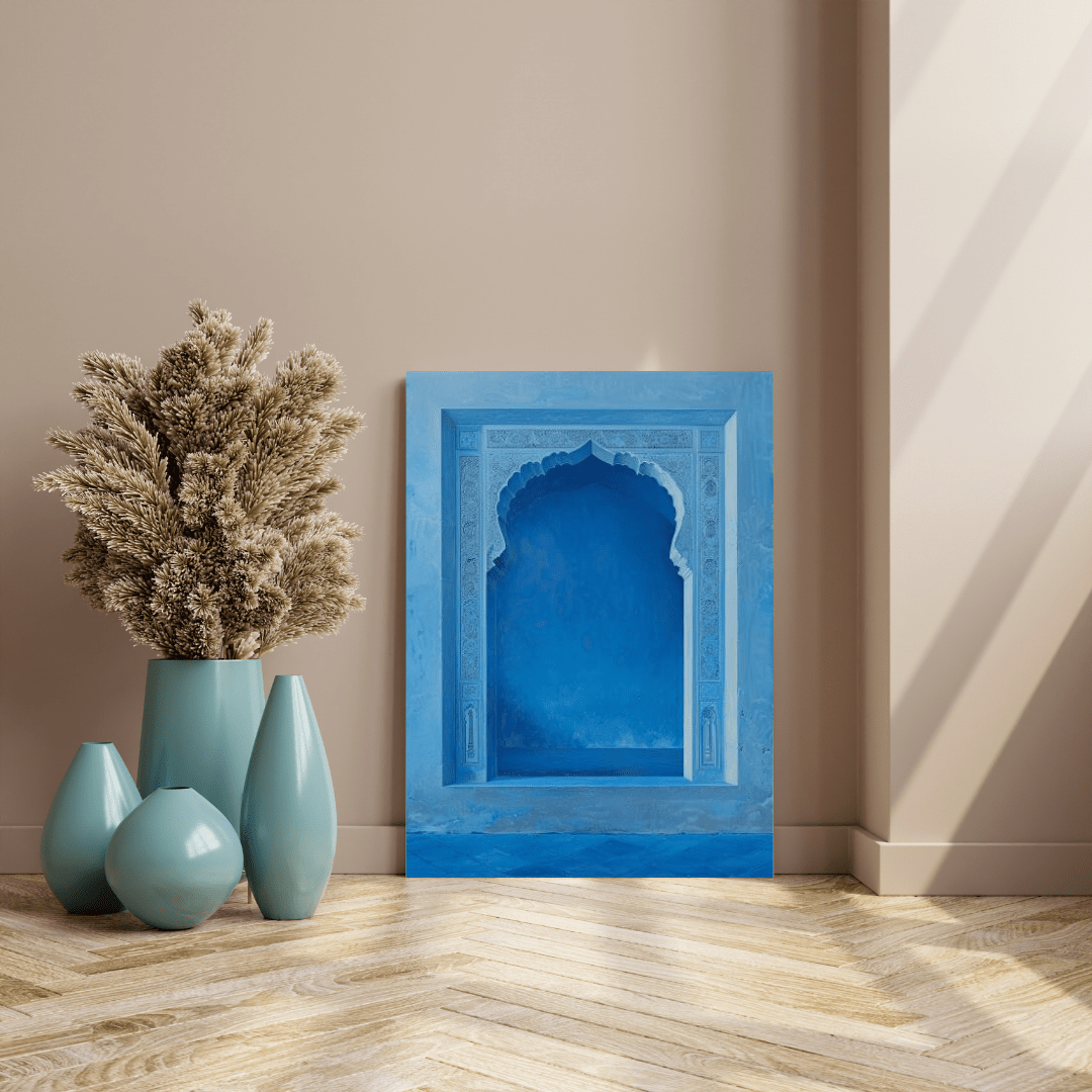 Blue Mughal Heritage Archway - Cultural Wall Art - Aestheticanvas