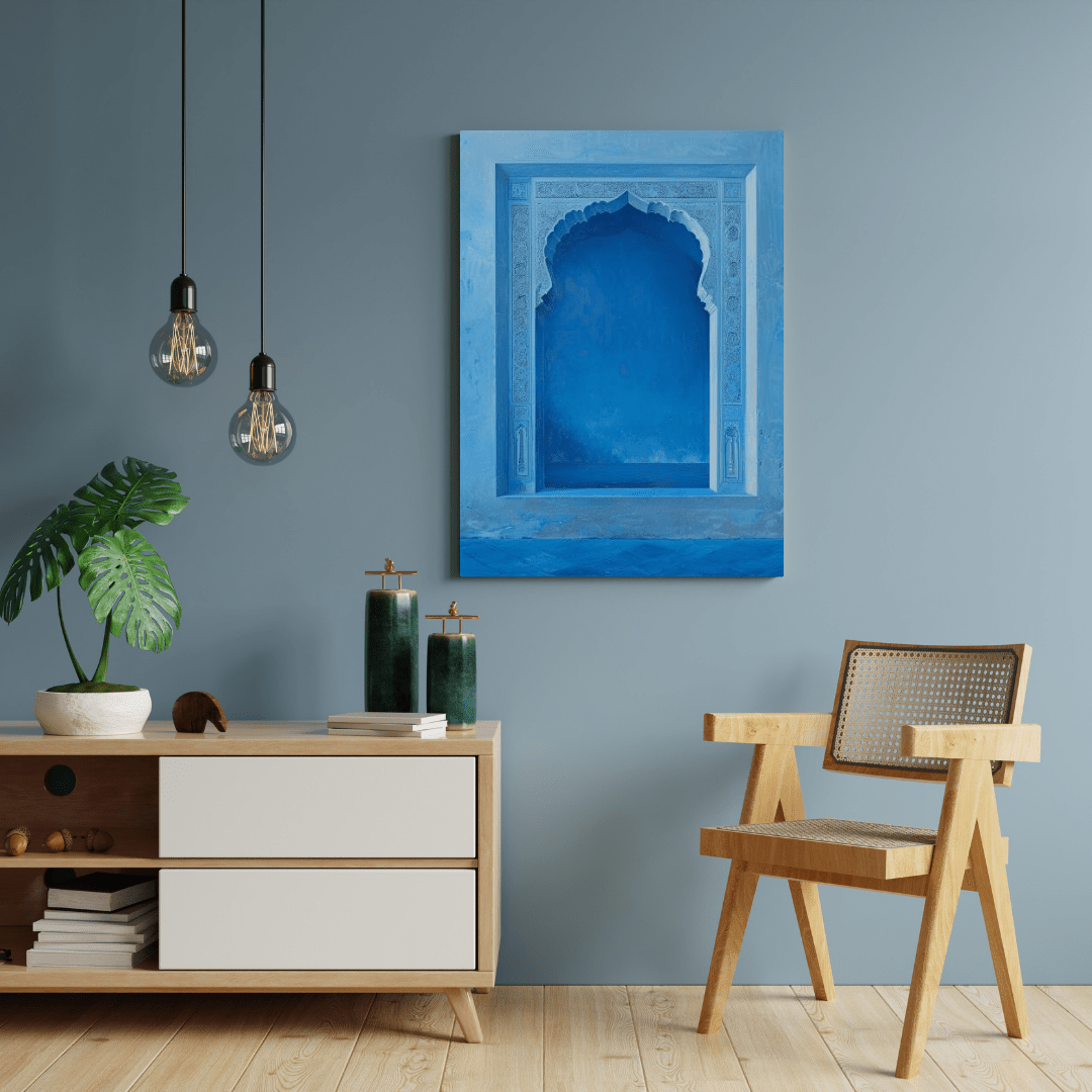 Blue Mughal Heritage Archway - Cultural Wall Art - Aestheticanvas