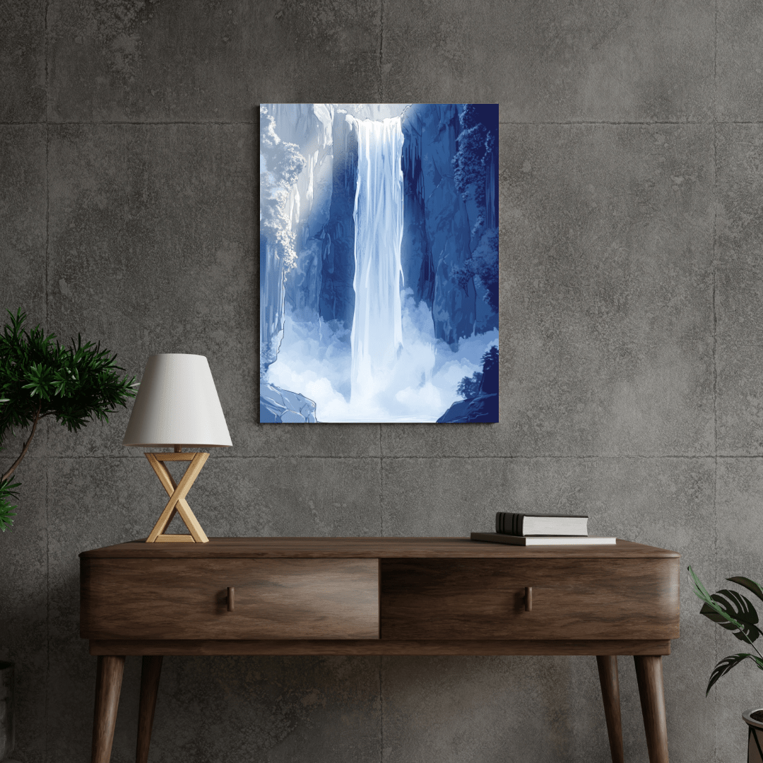 Blue Waterfall Bliss - Nature Wall Art - Aestheticanvas