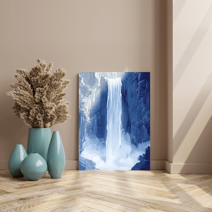 Blue Waterfall Bliss - Nature Wall Art - Aestheticanvas