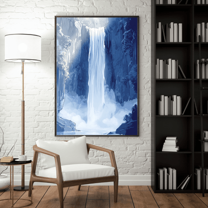 Blue Waterfall Bliss - Nature Wall Art - Aestheticanvas