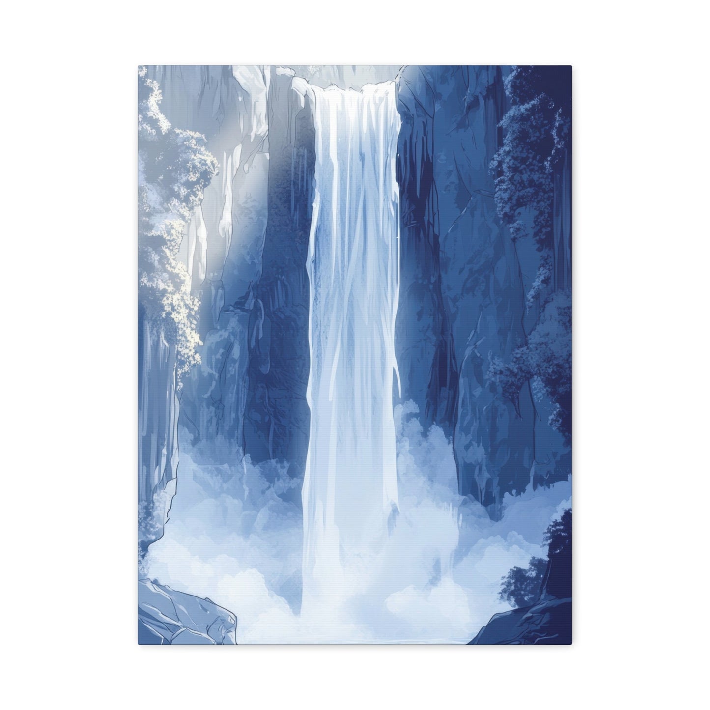 Blue Waterfall Bliss - Nature Wall Art - Aestheticanvas