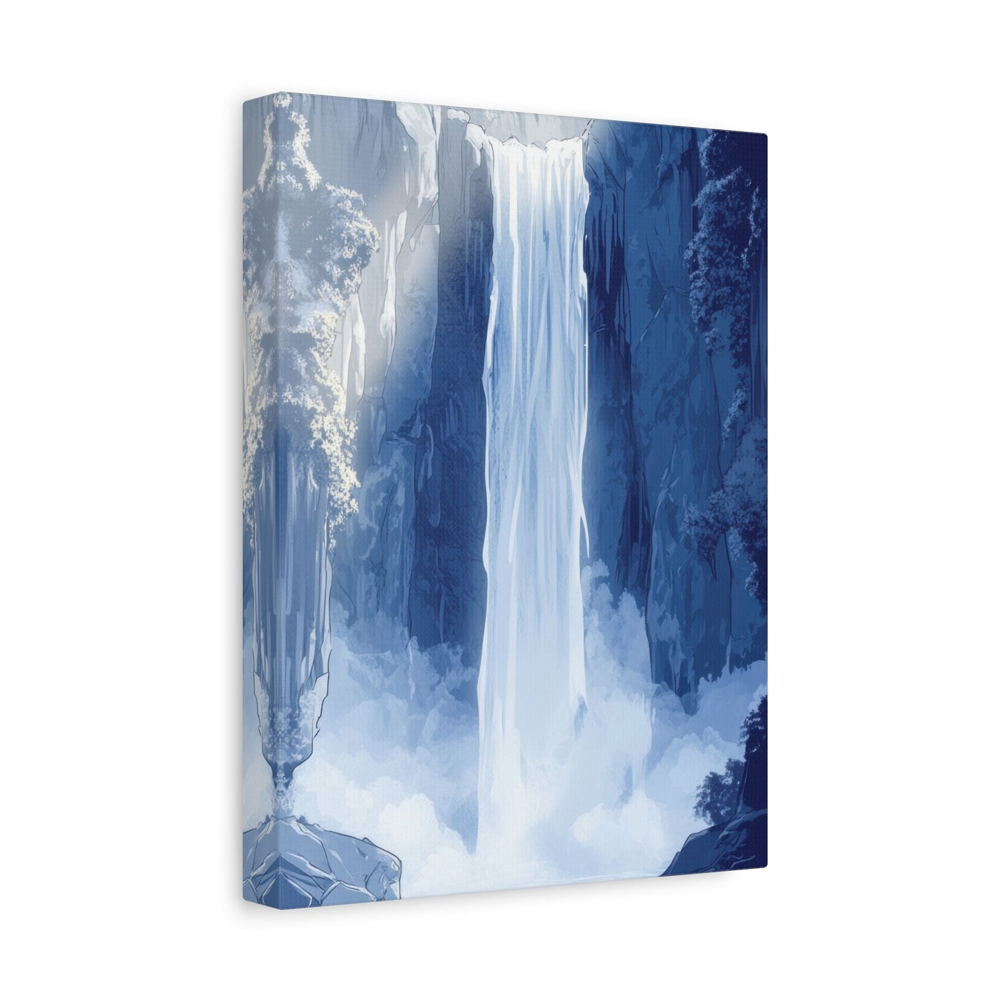 Blue Waterfall Bliss - Nature Wall Art - Aestheticanvas