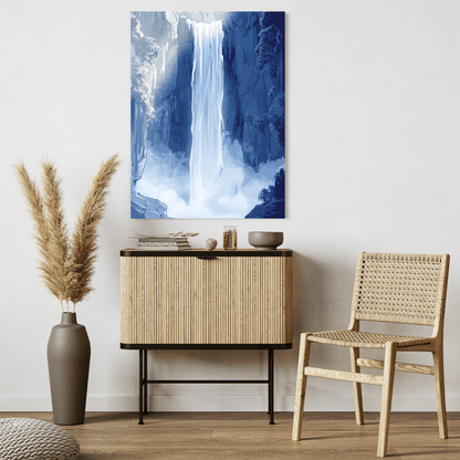 Blue Waterfall Bliss - Nature Wall Art - Aestheticanvas