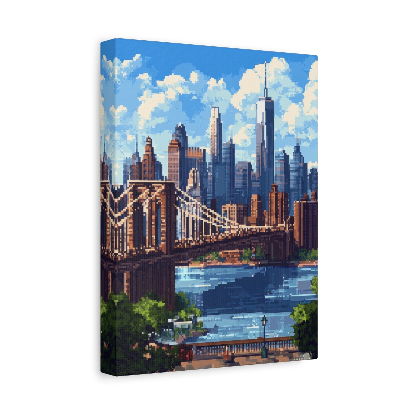 Brooklyn Bridge Skyline - Pixel Art Wall Art - Aestheticanvas