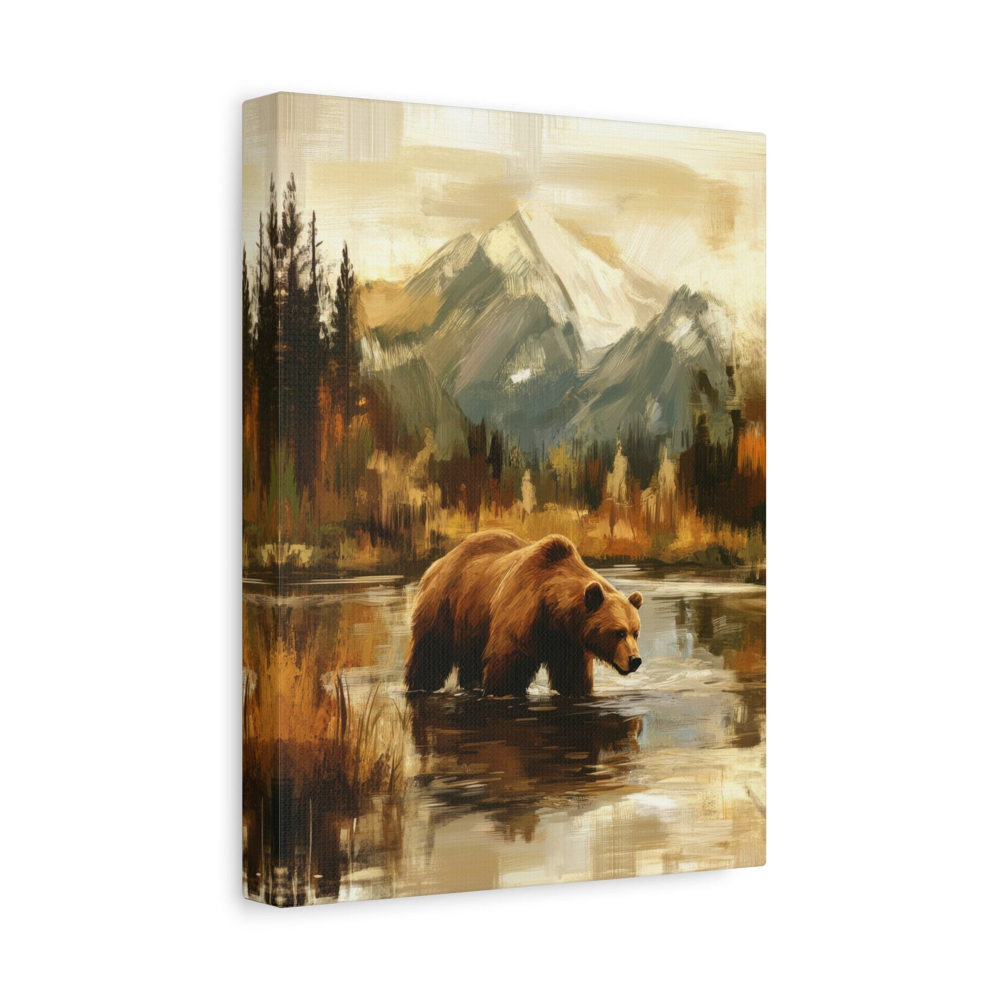 Brown Grizzly Fishing - Bear Wall Art - Aestheticanvas