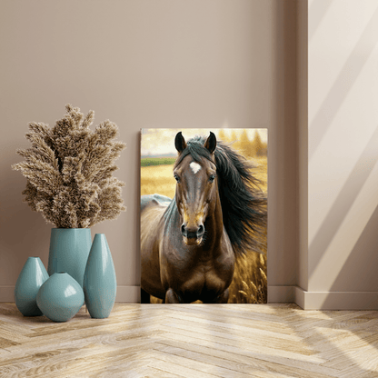 Brown Horse & Wheat - Horse Wall Art - Aestheticanvas