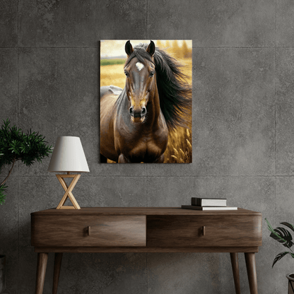 Brown Horse & Wheat - Horse Wall Art - Aestheticanvas