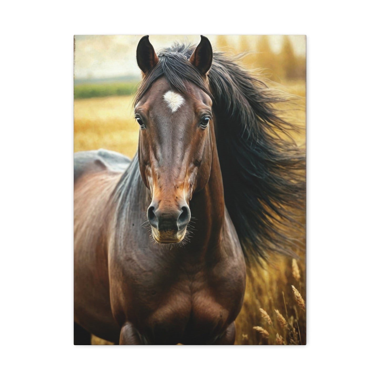 Brown Horse & Wheat - Horse Wall Art - Aestheticanvas