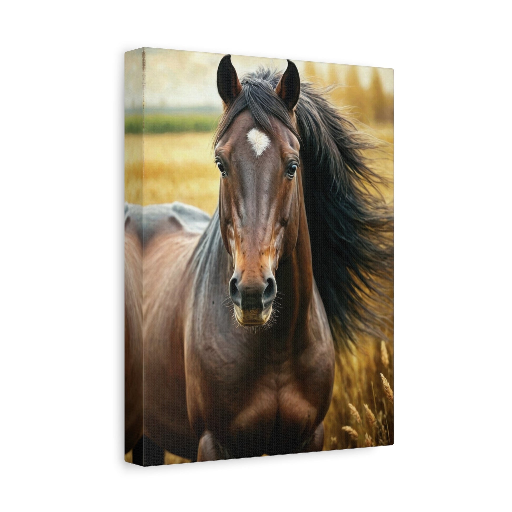 Brown Horse & Wheat - Horse Wall Art - Aestheticanvas