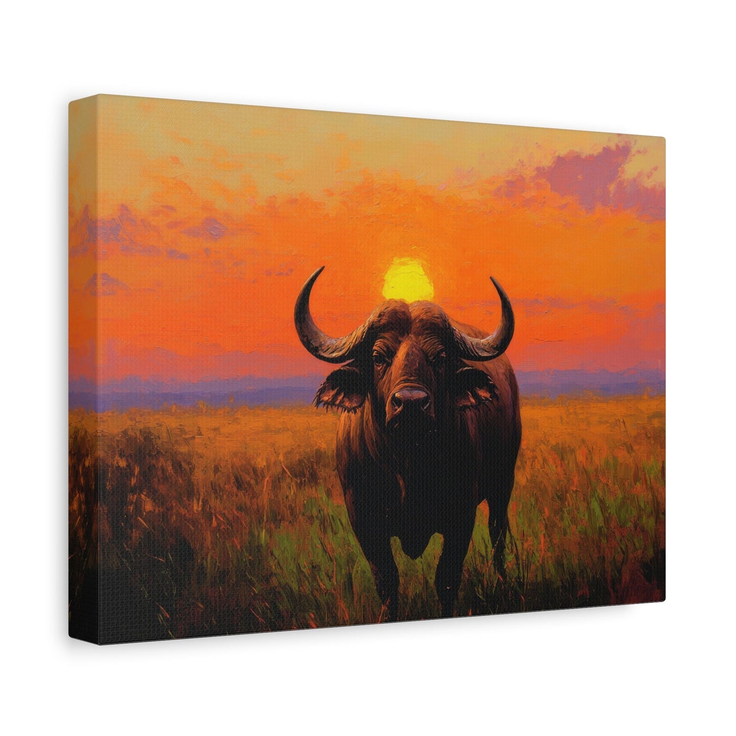 Buffalo & African Sunset - Animal Wall Art - Aestheticanvas